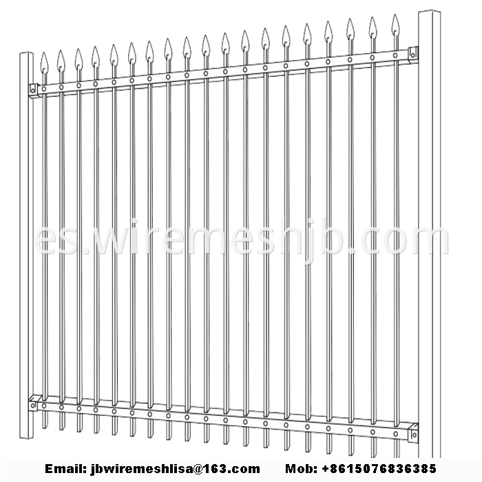 Black Zinc Steel Wrought Iron Fence